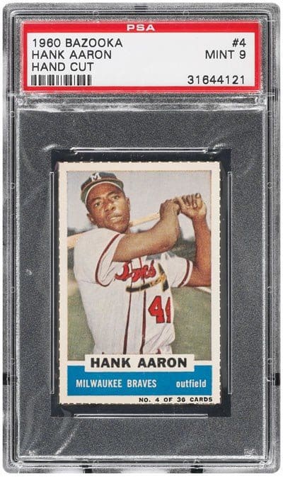 This image has an empty alt attribute; its file name is 1960-Bazooka-Hank-Aaron-Baseball-Card.jpg